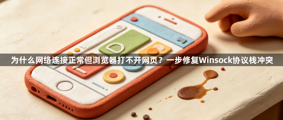 为什么网络连接正常但浏览器打不开网页？一步修复Winsock协议栈冲突1